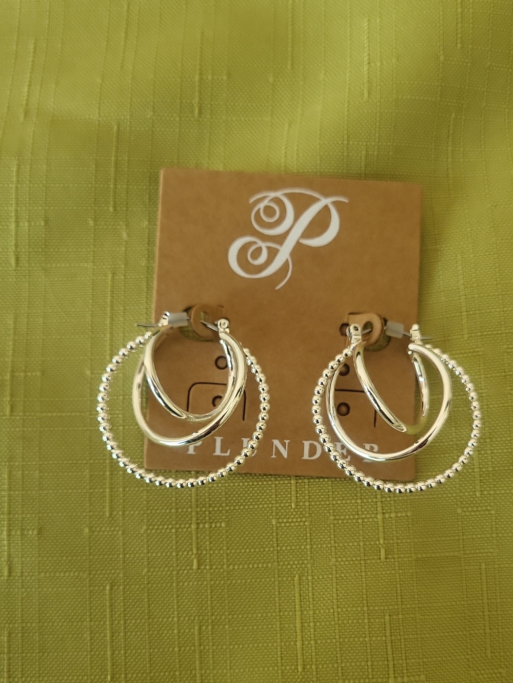 Plunder Silver & Stainless Steel Triple Hoop Earrings